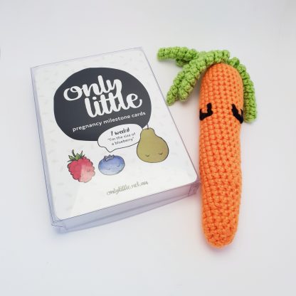 Pregnancy Milestone Cards With Crochet Carrot Rattle - Only Little